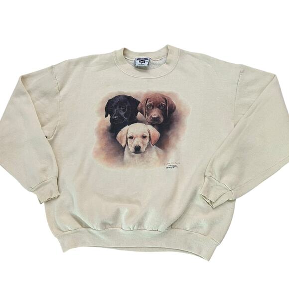 Vintage 1990s Lee Puppy Sweatshirt Dog Print Top Made in USA / Size Large - - Picture 1 of 4